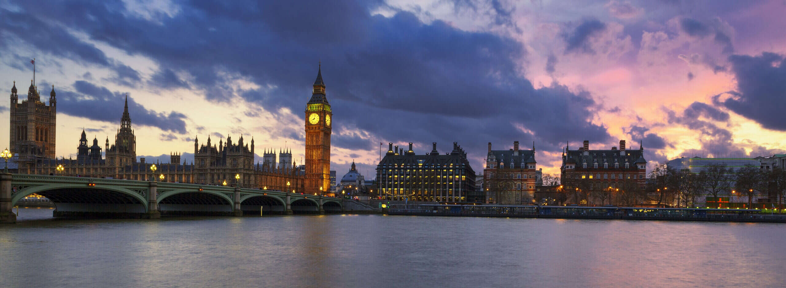 Panoramic view of London at sunset